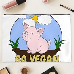 Go Vegan - Cute Pig Cosmetic Bag (xxl)  by Valentinaart