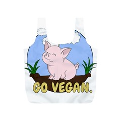 Go Vegan - Cute Pig Full Print Recycle Bags (s)  by Valentinaart