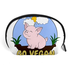 Go Vegan - Cute Pig Accessory Pouches (large)  by Valentinaart