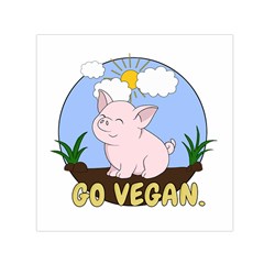 Go Vegan - Cute Pig Small Satin Scarf (square) by Valentinaart