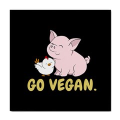 Go Vegan - Cute Pig And Chicken Tile Coasters by Valentinaart