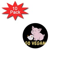 Go Vegan - Cute Pig And Chicken 1  Mini Buttons (10 Pack)  by Valentinaart