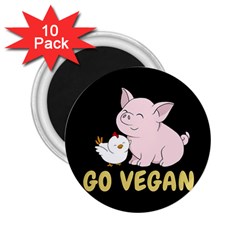 Go Vegan - Cute Pig And Chicken 2 25  Magnets (10 Pack)  by Valentinaart