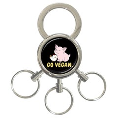 Go Vegan - Cute Pig And Chicken 3-ring Key Chains by Valentinaart