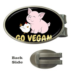 Go Vegan - Cute Pig And Chicken Money Clips (oval)  by Valentinaart