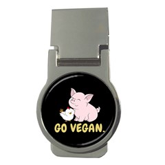 Go Vegan - Cute Pig And Chicken Money Clips (round)  by Valentinaart