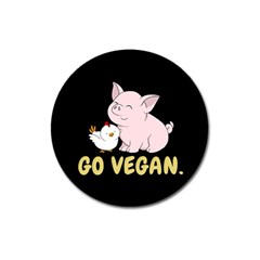 Go Vegan - Cute Pig And Chicken Magnet 3  (round)