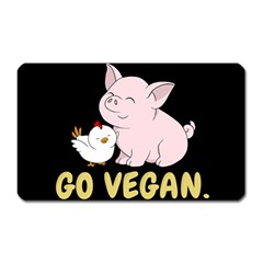 Go Vegan - Cute Pig And Chicken Magnet (rectangular) by Valentinaart