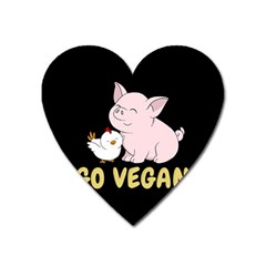 Go Vegan - Cute Pig And Chicken Heart Magnet by Valentinaart