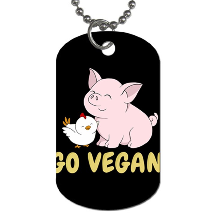 Go Vegan - Cute Pig and Chicken Dog Tag (One Side)