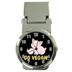 Go Vegan - Cute Pig And Chicken Money Clip Watches by Valentinaart