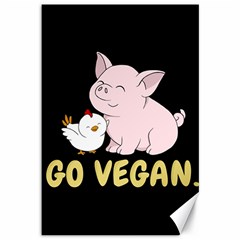 Go Vegan - Cute Pig And Chicken Canvas 12  X 18   by Valentinaart