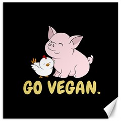 Go Vegan - Cute Pig And Chicken Canvas 16  X 16   by Valentinaart