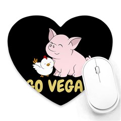 Go Vegan - Cute Pig And Chicken Heart Mousepads by Valentinaart