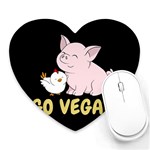 Go Vegan - Cute Pig and Chicken Heart Mousepads Front