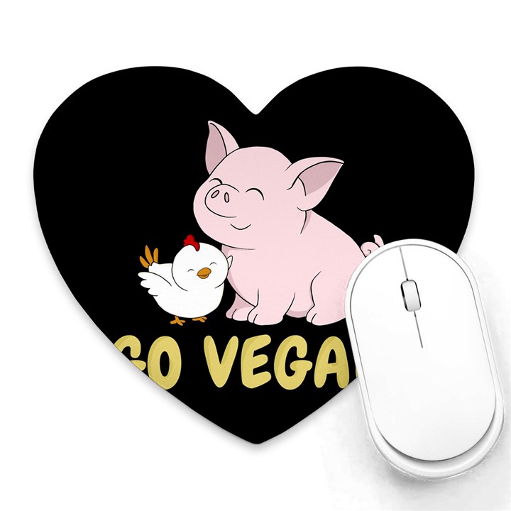 Go Vegan - Cute Pig and Chicken Heart Mousepads