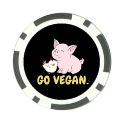 Go Vegan - Cute Pig And Chicken Poker Chip Card Guard (10 Pack) by Valentinaart