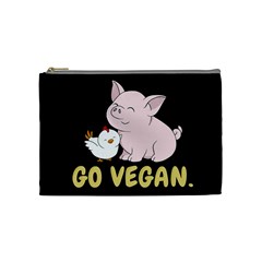 Go Vegan - Cute Pig And Chicken Cosmetic Bag (medium)  by Valentinaart