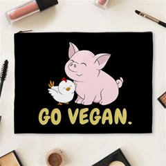 Go Vegan - Cute Pig And Chicken Cosmetic Bag (xl) by Valentinaart