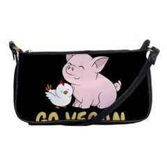 Go Vegan - Cute Pig And Chicken Shoulder Clutch Bags by Valentinaart