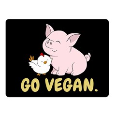 Go Vegan - Cute Pig And Chicken Fleece Blanket (small) by Valentinaart