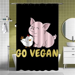 Go Vegan - Cute Pig And Chicken Shower Curtain 48  X 72  (small)  by Valentinaart