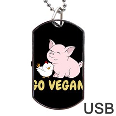 Go Vegan - Cute Pig And Chicken Dog Tag Usb Flash (one Side) by Valentinaart