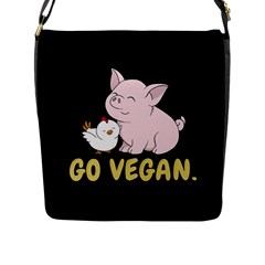 Go Vegan - Cute Pig And Chicken Flap Messenger Bag (l)  by Valentinaart