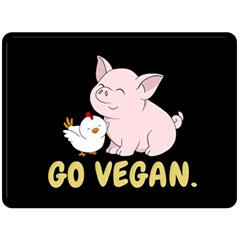 Go Vegan - Cute Pig And Chicken Double Sided Fleece Blanket (large)  by Valentinaart