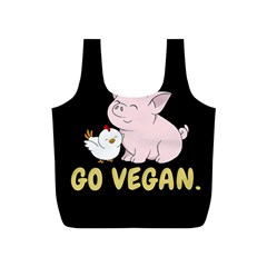 Go Vegan - Cute Pig And Chicken Full Print Recycle Bags (s)  by Valentinaart