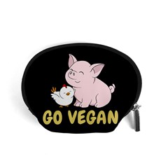 Go Vegan - Cute Pig And Chicken Accessory Pouches (small)  by Valentinaart