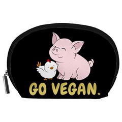 Go Vegan - Cute Pig And Chicken Accessory Pouches (large)  by Valentinaart