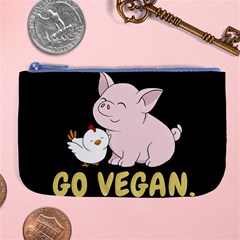 Go Vegan - Cute Pig And Chicken Large Coin Purse by Valentinaart