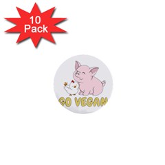 Go Vegan - Cute Pig And Chicken 1  Mini Buttons (10 Pack)  by Valentinaart