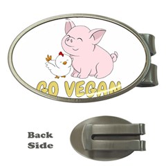 Go Vegan - Cute Pig And Chicken Money Clips (oval)  by Valentinaart