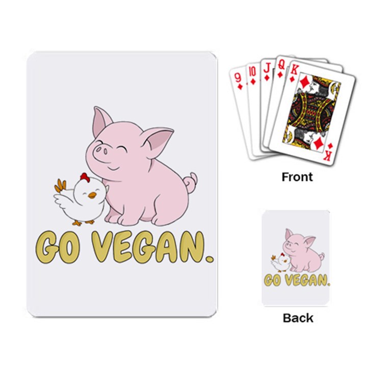 Go Vegan - Cute Pig and Chicken Playing Card