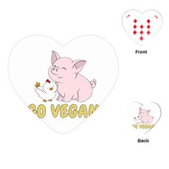 Go Vegan - Cute Pig And Chicken Playing Cards (heart)  by Valentinaart