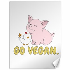 Go Vegan - Cute Pig And Chicken Canvas 36  X 48   by Valentinaart