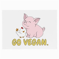 Go Vegan - Cute Pig And Chicken Large Glasses Cloth (2-side) by Valentinaart