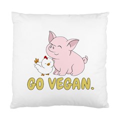 Go Vegan - Cute Pig And Chicken Standard Cushion Case (two Sides) by Valentinaart