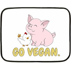 Go Vegan - Cute Pig And Chicken Double Sided Fleece Blanket (mini)  by Valentinaart