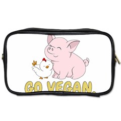 Go Vegan - Cute Pig And Chicken Toiletries Bags 2-side by Valentinaart