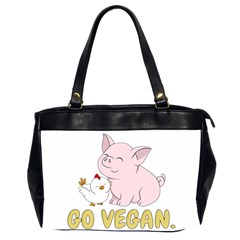 Go Vegan - Cute Pig And Chicken Office Handbags (2 Sides) 