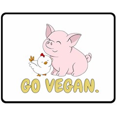 Go Vegan - Cute Pig And Chicken Fleece Blanket (medium)  by Valentinaart