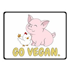 Go Vegan - Cute Pig And Chicken Fleece Blanket (small) by Valentinaart