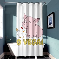 Go Vegan - Cute Pig And Chicken Shower Curtain 36  X 72  (stall)  by Valentinaart