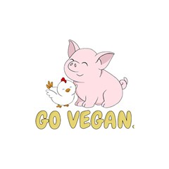 Go Vegan - Cute Pig And Chicken Shower Curtain 48  X 72  (small)  by Valentinaart