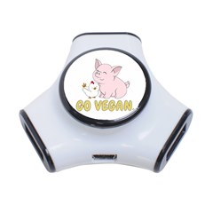 Go Vegan - Cute Pig And Chicken 3-port Usb Hub by Valentinaart