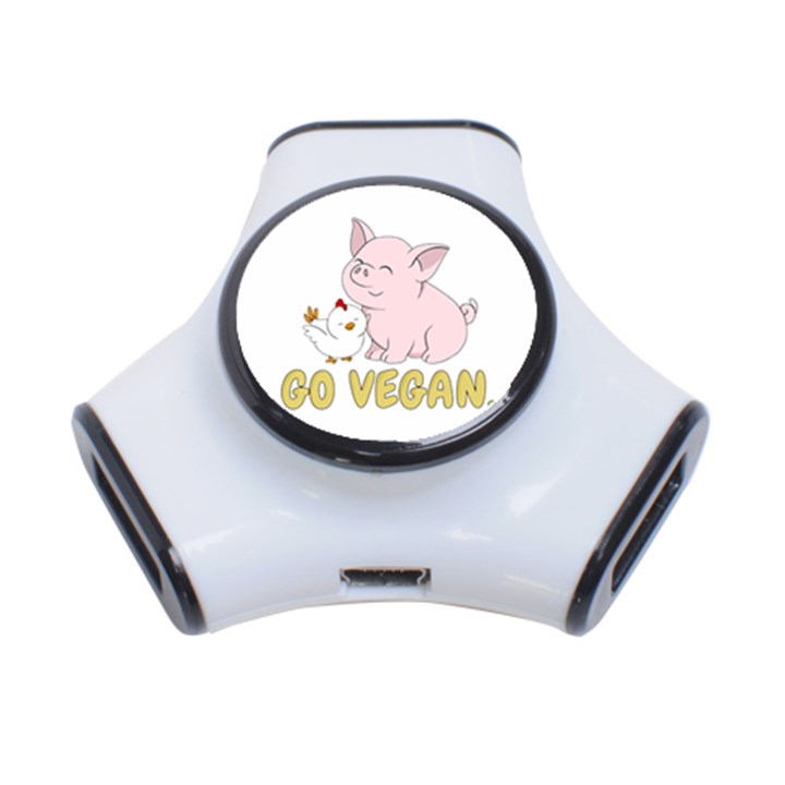 Go Vegan - Cute Pig and Chicken 3-Port USB Hub