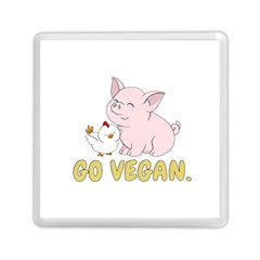 Go Vegan - Cute Pig And Chicken Memory Card Reader (square)  by Valentinaart